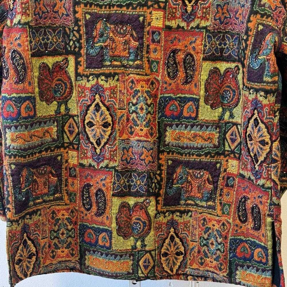 Chico’s Vintage Tapestry Sequin Patchwork Jacket Shaket Medium - Picture 6 of 13